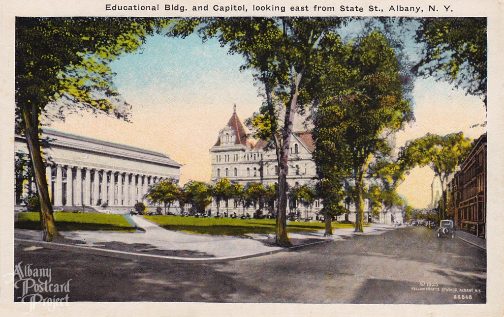 Educational Bldg. and Capitol, looking east from State St.