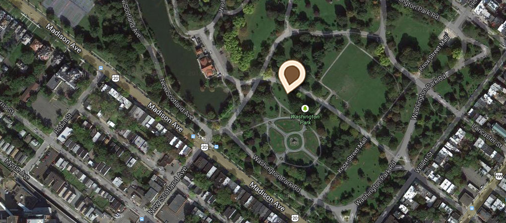 Map King's Fountain and Flower Beds, Washington Park A