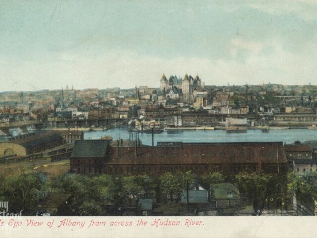 Birds Eye View of Albany from across the Hudson River