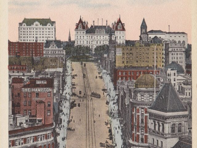 Looking up State Street from D. & H. Building