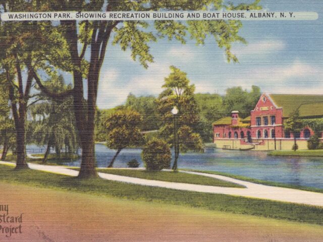 Washington Park, Showing Recreation Building and Boat House