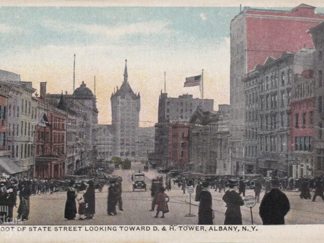 Foot of State Street Looking Toward D&H Tower