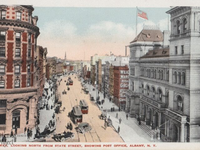 Broadway, Looking North From State Street, Showing Post Office