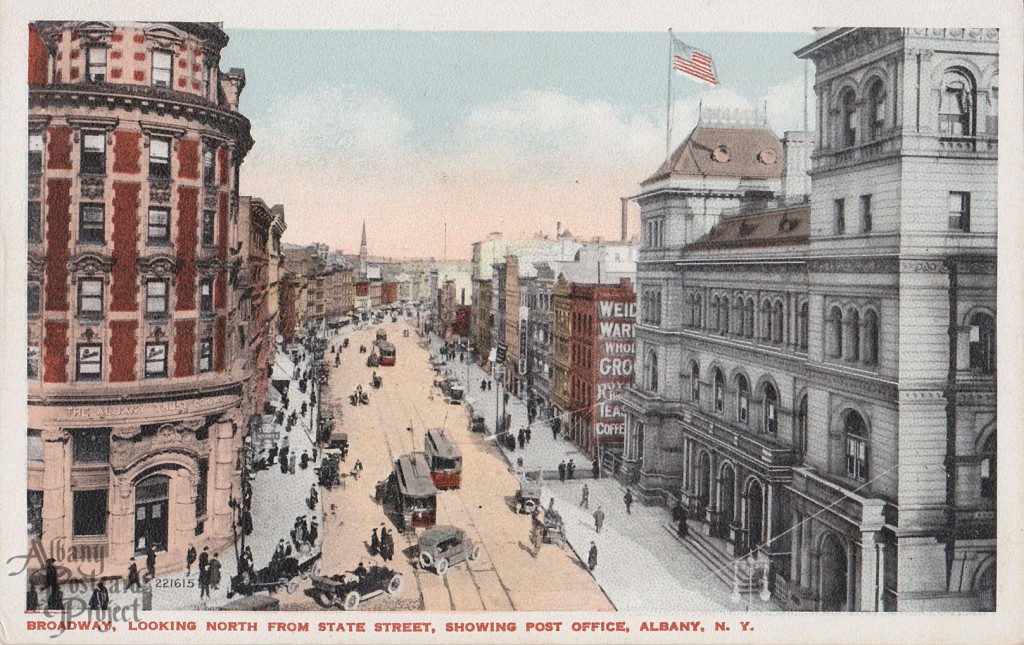 Broadway, Looking North from State Street, Showing Post Office