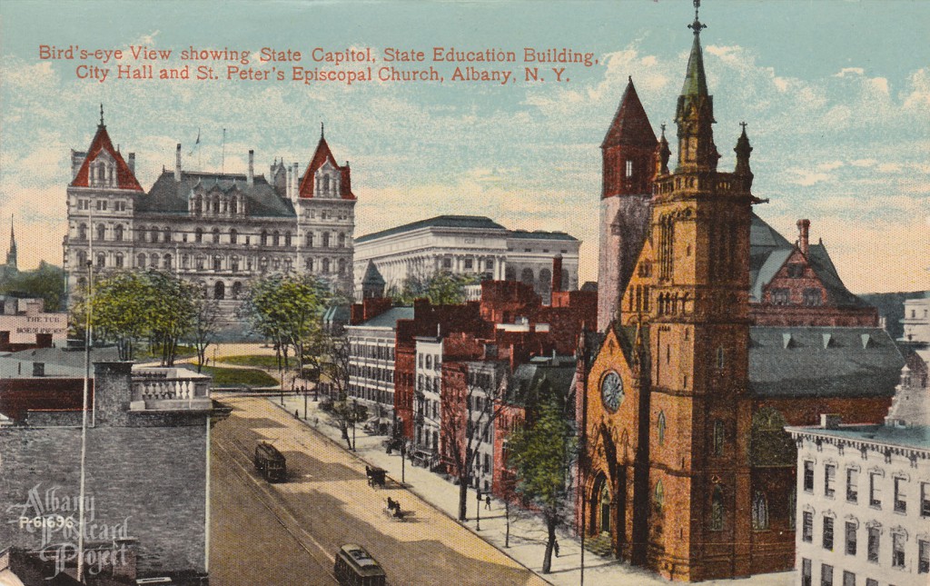 Bird’s-eye View showing State Capitol, State Education Building, City Hall and St. Peter’s Episcopal Church