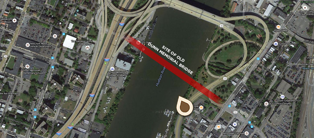 Map The New Dunn Memorial Bridge Connecting Albany and Rensselaer