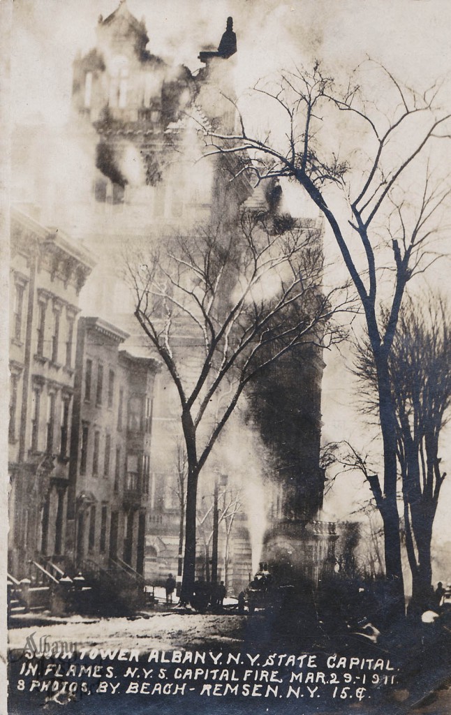 South Tower, Albany NY State Capitol in Flames NYS Capitol Fire Mar 29 1911