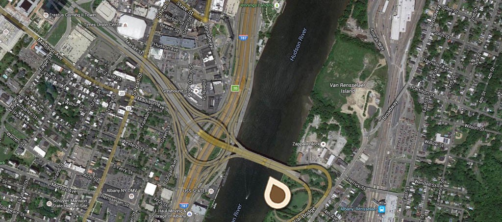 Map River Front and Birdseye view of Albany