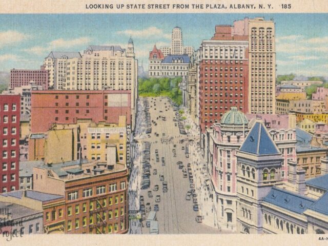 Looking up State Street from the Plaza