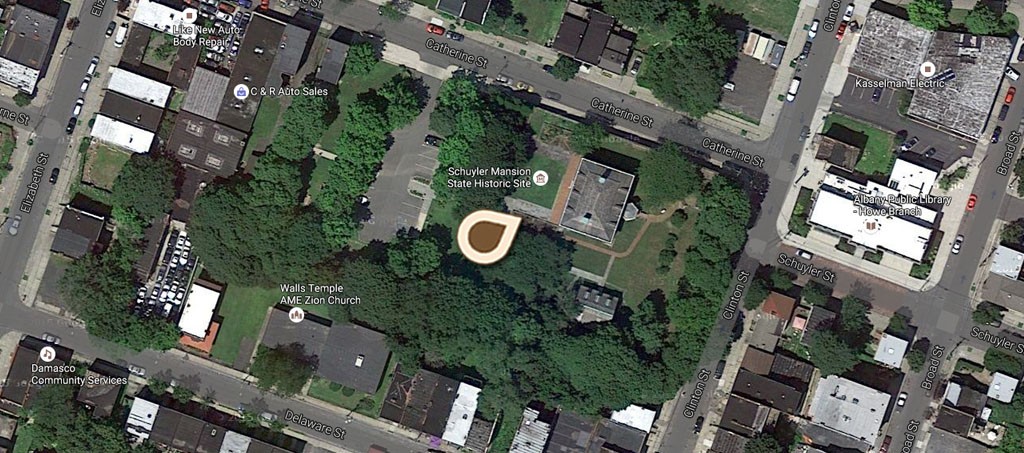 Map Schuyler Mansion, Rear View